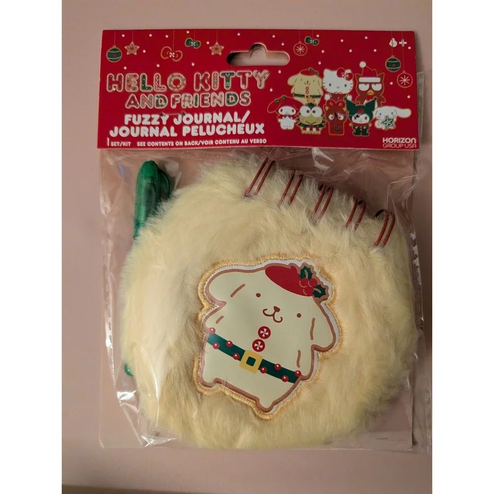 Hello Kitty Pompompurin Sanrio “Fuzzy Journal” With Gel Pen